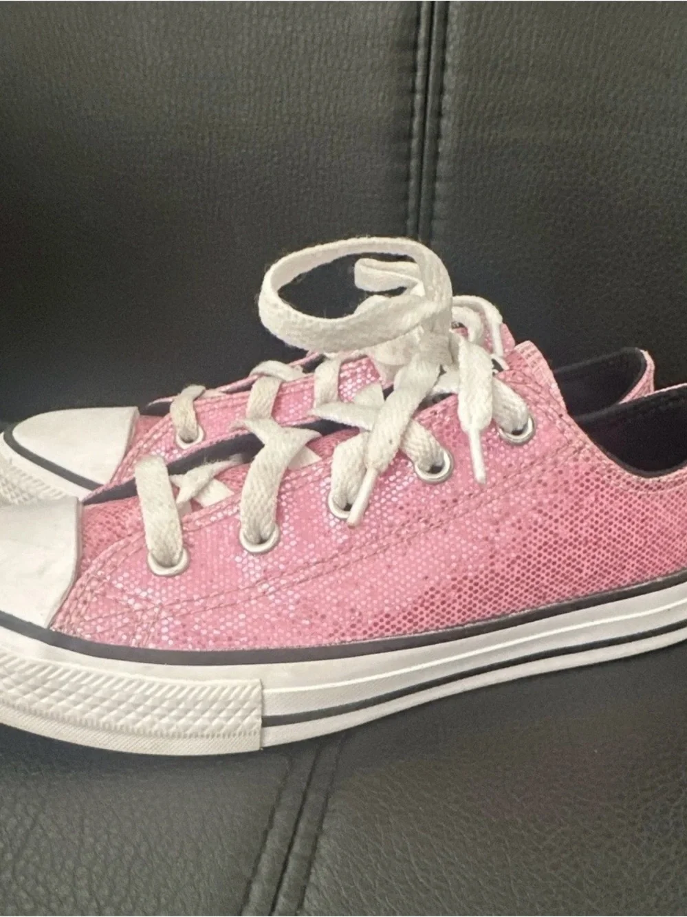 Converse Kids Pink Glitter Low Top Sneakers